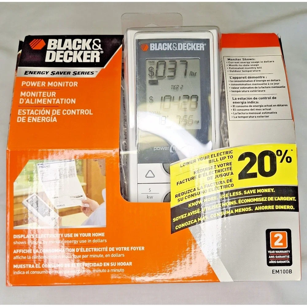 New Black & Decker Energy Saver Series EM100B Power Monitor LCD‎ Display 2008